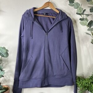 Athleta Triumph Sweatshirt Hoodie Size M Full Zip Thumb Holes Lavender Purple